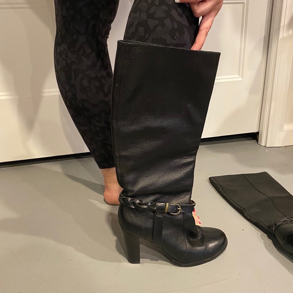 Black Leather Heeled Boots